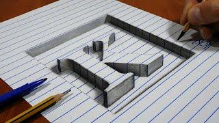 3D Trick Art On Line Paper Letter K