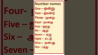 Spoken English  Number names #learnspokenenglishintamil #shorts