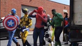 MARVEL Takes Over NYC Epic Flash Mob Spider-Man & Iron Man & Wolverine In Real Life