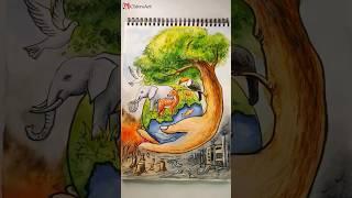 winning  Environment Day Competition Drawing #shorts #youtubeshorts #environment #competition #art