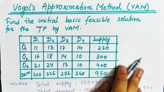 Lec-23 Vogels Approximation Method Transportation Problem  In Hindi  Operation Research