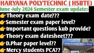 Hsbte semester exam update Haryana Polytechnic Semester Exam Update Haryana Polytechnic