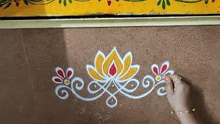 Margashira Lakshmi pooja rangoli  Easy rangoli border designs  Lotus rangoli  Friday kolam