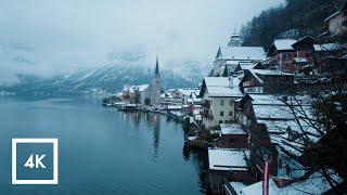 Snowy Scenic Walk in Hallstatt Austria Morning Binaural Winter Sounds ️