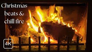 Funky Christmas Beats Fireside & Remix Tunes  1 Hour of Festive Ambiance 4K UHD no loop