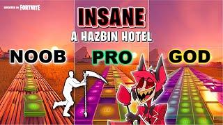 A Hazbin Hotel - INSANE Reapers Showtime Emote - Noob vs Pro vs God Fortnite Music Blocks