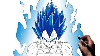 How To Draw Vegeta SSJ Blue Evolution  Step By Step  Dragonball