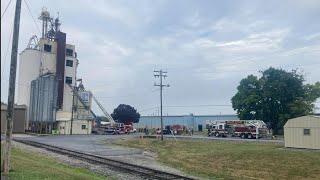 Firefighters battling fire at animal feed plant in Lancaster County