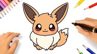 HOW TO DRAW KAWAII EEVEE EASY  DRAWING POKÉMONS