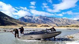 Jet boating up the DobsonHopkins in the South Island of New Zealand