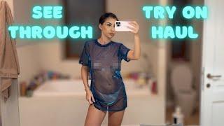 4K See-Through Lingerie Try on Haul  Transparent Dresses & No Bra