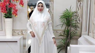 Model Gamis Putih Syari Elegan Terbaru Branded 2023  0813-2626-5177