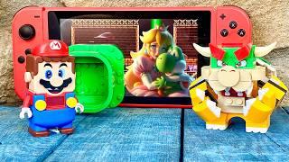 Lego Mario enters the Nintendo Switch to save Peach and Green Yoshi Will Bowser stop him?#legomario