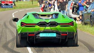 Supercars leaving Car Show - Revuelto TwinTurbo Huracan NSX 1060HP Turbo S Aventador S...