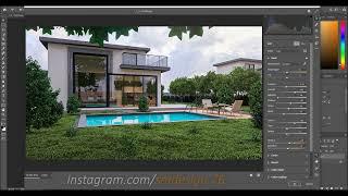 PhotoShopta Mimari Render düzenleme Post Production