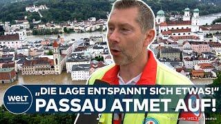 HOCHWASSER Passaus Donau-Pegel sinkt langsam - DLRG bietet Shuttlefahrten für Bewohner an