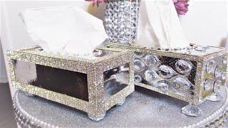 Glam Tissue Box Covers  Easy Home Decor Ideas  Dollar Tree DIY #tissuebox