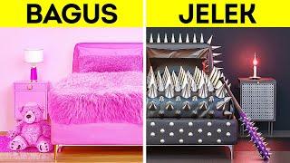 TANTANGAN MAKEOVER KAMAR BAGUS VS JELEK  Kerajinan Hitam Pink & DIY Keren untuk Rumah oleh 123 GO