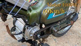 Chế Xe máy điện với động cơ 1000W BLDC 60Kmh  DIY Electric Motorbike