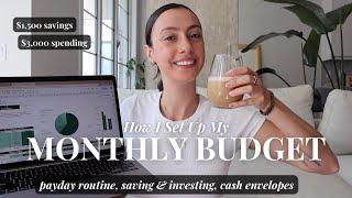 How I Budget For A New Month cash budget saving & investing & what I spent  Monthly Money Reset