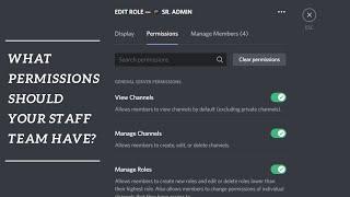 What permissions should your staff team have?  Discord Tutorial