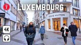 Luxembourg City  Richest Country in the World 4K 60fps Walking Tour at Snowy Day 2024 ️