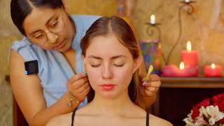 ASMR relaxation massage with soft whispering sounds with María Elisa & Iquiadma