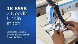 How to thread binding on the Jack JK 8558 chainstitch sewing machine.