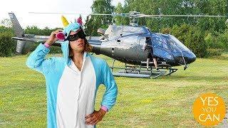 SURPRISE HELICOPTER RIDE IN UNICORN SUIT  YES YOU CAN