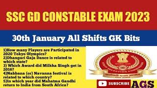 SSC GD January 30th All Shifts GK questions answers in EnglishSSC GD exam 2023SSC GD GK Bits