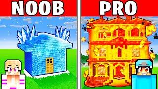 NOOB vs PRO Modern ELEMENTAL HOUSE Build Challenge in Minecraft With Crazy Fan Girl