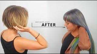 DreamCatchers Hair Extensions Installation on Really Short Hair + Awesome Vivid Color Transformation