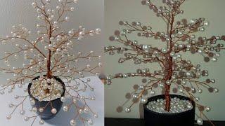 Diy-Pearl Wire TreeCopper wire tree tutorialhow to make a pearl  tree