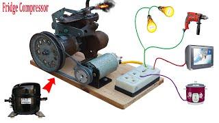 I get a 220v generator from a homemade steam engine from a Fridge Compressor