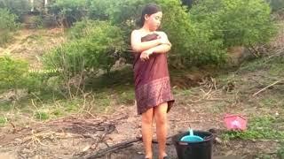 Beautiful Girl Village Bathing Villages Life  Local Girl Activity Ep#36