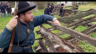 Mad Skirmishing Union and Confederate Rebels Civil War Reenacting