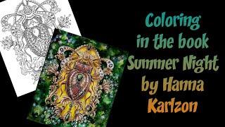 Speed coloring in the book Summer Night by Hanna Karlzon  with watercolors