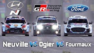 Neuville vs Ogier vs Fourmaux COMPARISON @ 2024 WRC Rallye Monte-Carlo  Hyundai vs Toyota vs Ford