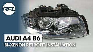 Audi A4 B6  Mini H1 HID Bi-xenon Projector Retrofit kit Installation instructions headlight upgrade