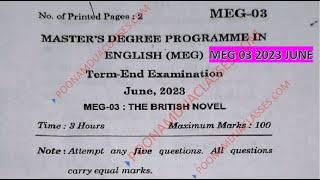 Meg 03 British Novel 2023 June Question Paper Ignou