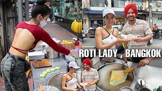 Roti lady Bangkok Thailand  Street food In Thailand  Amazing Fruits Cutting skills