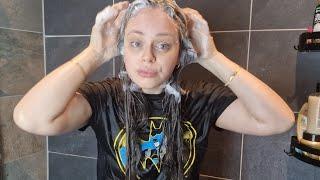 My wash day for Long Hair Double Shampoo ASMR. Natural sounds No Talking