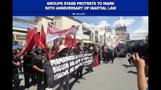Groups stage protests at Plaza Miranda on 50th anniversary of martial law