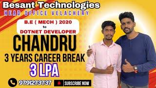 How to Become a Dot Net Developer  Chandru Placed in 3LPA Without Experience  Besant Technologies