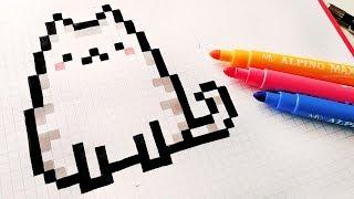 Handmade Pixel Art - How To Draw a Kawaii Cat #pixelart