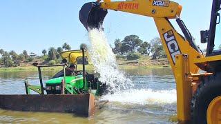 JCB 3dx Eco and John Deere Tractor washing in Betwa River  Washing with Fun