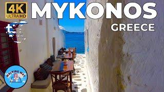 Mykonos Greece Evening Walk - 4K 60fps with Captions