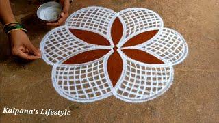 Chithirai Madham Easy Rangoli Simple Method KollamBeautiful Rangoli design pandaga muggulu 06