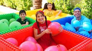 Four Colors Water Balloons Challenge with Jason and Friends