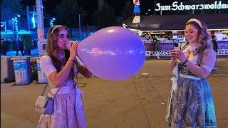 Girls Blow to Pop big balloons in public Preview